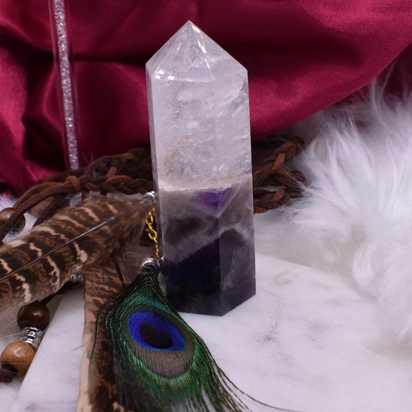 Clear & Amethyst Quartz Tower - Picture 3 of 3